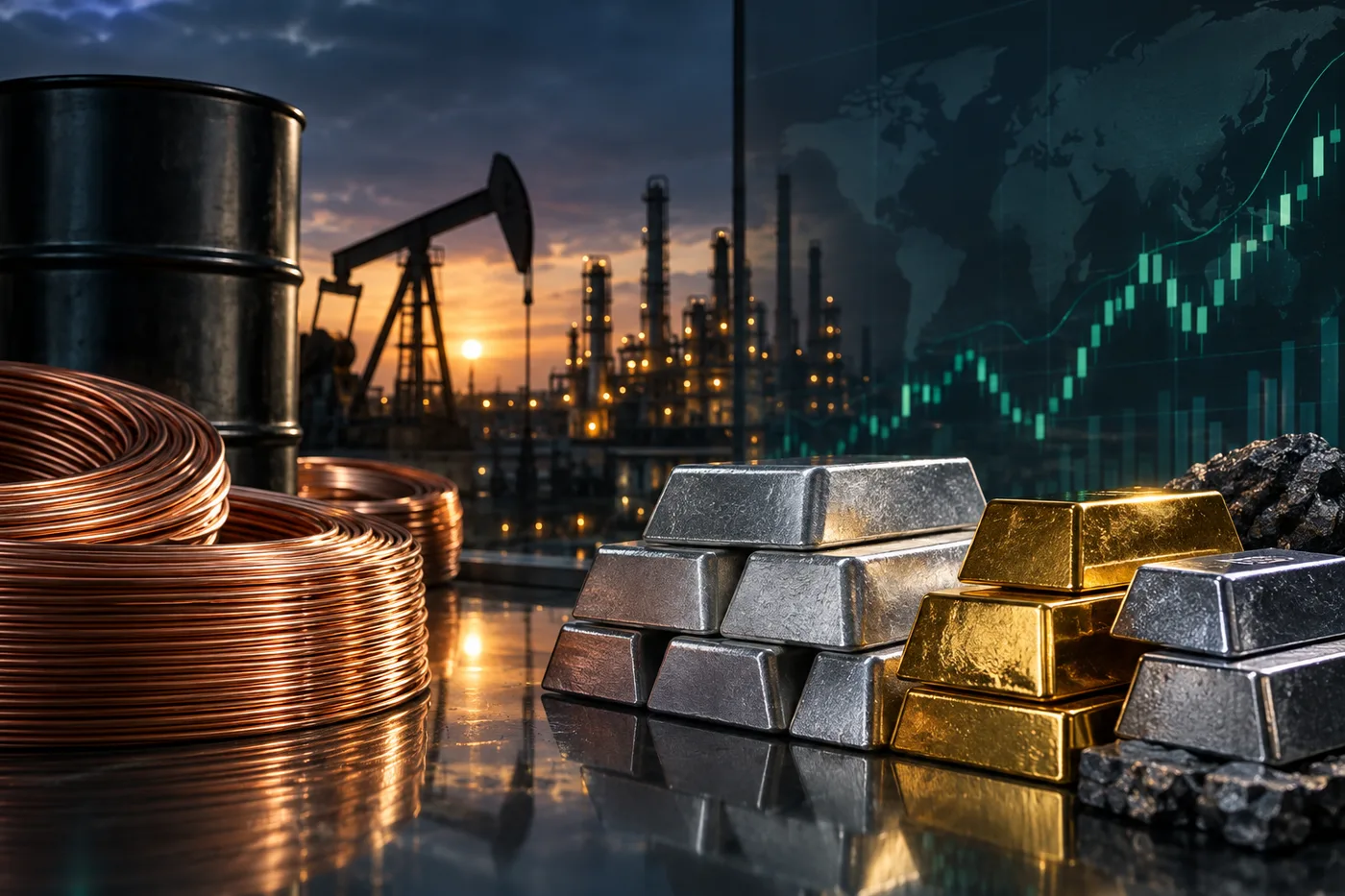 Thị trường hàng hóa phái sinh năng lượng NYMEX và kim loại COMEX LME